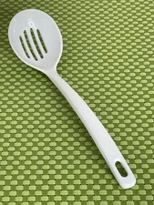 EKCO White Melamine Slotted Serving Spoon Cooking Kitchen Utensil - 11 3/4"