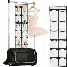 55 Inch Hanging Organizer Dance Bag 6-Section Mesh Hanging Shoe Rack Large