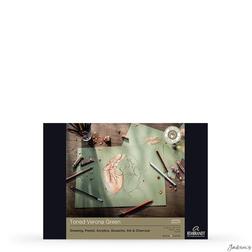 Royal Talens Rembrandt Toned Paper Pad 180gsm A4 50 Sheets Verona Green Drawing