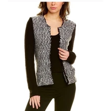Donna Karan New York Color-Block Boucle Cardigan - Black/ White