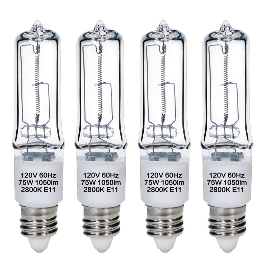 GMY JDE11 120V 75W E11 Bulb, Mini Candelabra Base - 4 Count,