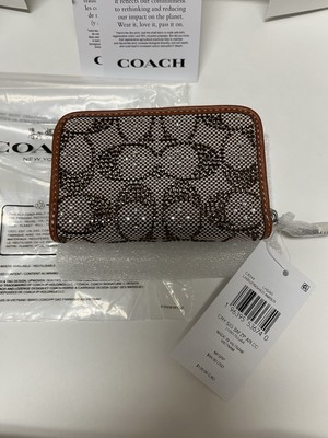 Coach Essential Small Zip Around Crystal Signature Jacquard Wallet
