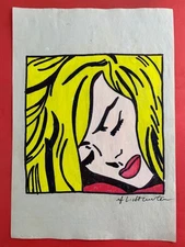 Roy Lichtenstein (Handmade) Drawing On Old Paper signed and stamped