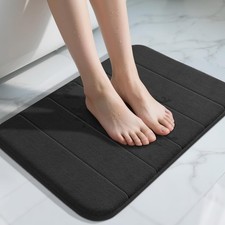 Yimobra Memory Foam Bath Mat, Super Soft Absorbent Bathroom 24" X 17", Black
