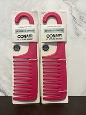 Conair Detangle Smooth Shower Comb All Hair Types Bright Pink Lot Of 2
