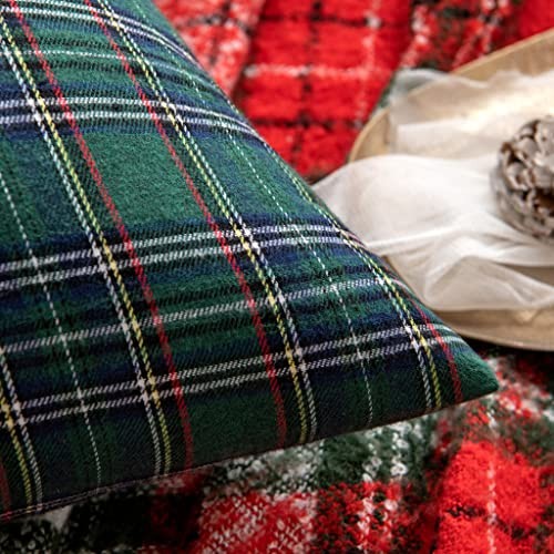  Christmas Green Tartan Plaid Throw Pillow Covers 18" x 18" (Pack of 2) A-green