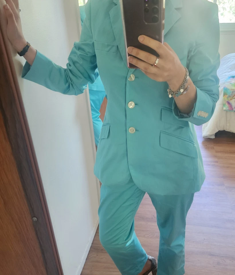 Lauren Ralph Lauren Pant Suit Women Size 6 Blue Blazer Pants - Image 2 of 4