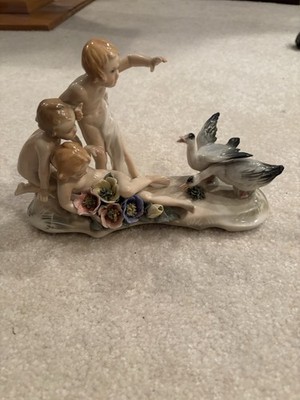 VTG Karl Ens Germany Porcelain Children with Geese Fine Figurine Collection
