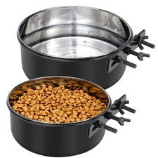 Dog Crate Water Bowl No Spill 2 Pack,Stainless Steel Dog Bowls for Food and W...