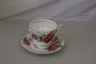 Vtg 1950 Paragon Teacup & Saucer Set Golden Emblem Pink Roses