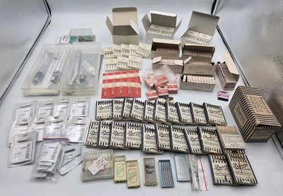 Huge Lot of 1000+ Vintage Diamond Dental Burs + 2 Air Turbines - Dentist Bits 