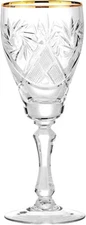 NEMAN 7.7-Oz Gold-Rimmed Hand Made Vintage Russian Crystal Wine Glasses, 2 EA