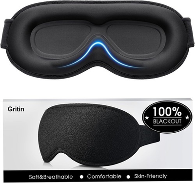 #ad Gritin 100% Blackout Sleep Eye Mask for Women Men Zero Pressure Sleeping Mas $17.99
