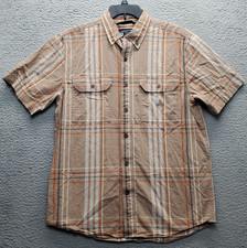 Carhartt Shirt Mens Medium Multicolor Plaid Short Sleeve Loose Fit Button Down