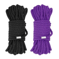 Nylon Soft Rope Cord Braided Rope 32ft Cord Rope Black Purple 2 Pack