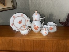 Herend Hungarian Porcelain Apponyi Rust Chinese Bouquet Coffee / Tea Set