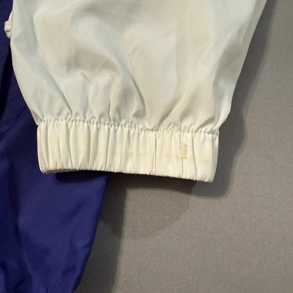 Chaqueta cortavientos Columbia para mujer L blanca púrpura con capucha y cremallera empaquetable Foto 3 de 4