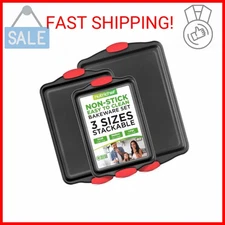 NutriChef 3-Piece Nonstick Kitchen Oven Baking Pans - Premium & Stylish Non-Stic