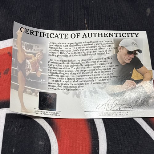 Guante de Kickboxing Jean Claude Van Damme Autografiado Prueba ASI Firmado Kickboxer - Imagen 4 de 4