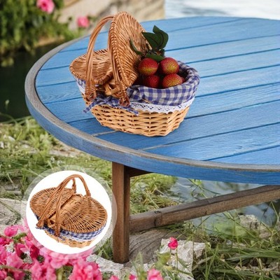  Handgeflochtener Korb Picknickkorb Für Kinder Rattankorb Leerer Foto-Requisite