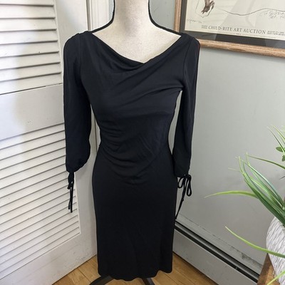 Vintage Laundry Shelli Segal Dress 4 Black Cocktail Slit Sleeve 90s Goth  Romance | eBay