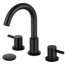 Black 8 Inch Widespread Bathroom Faucet 3 Hole with Pop-up Drain