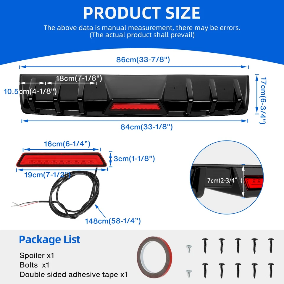 Alerón difusor de parachoques trasero brillante con luz de freno LED para Ford Fiesta 2008-2017 Foto 2 de 4