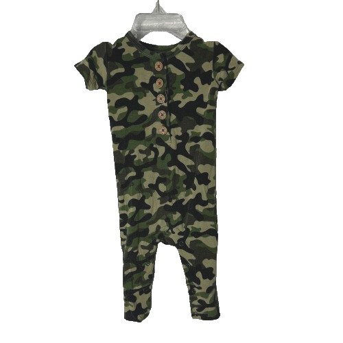Posh Peanut Cadet Short Sleeve Sz 0-3 Month Henley Romper Camouflage Boys Girls