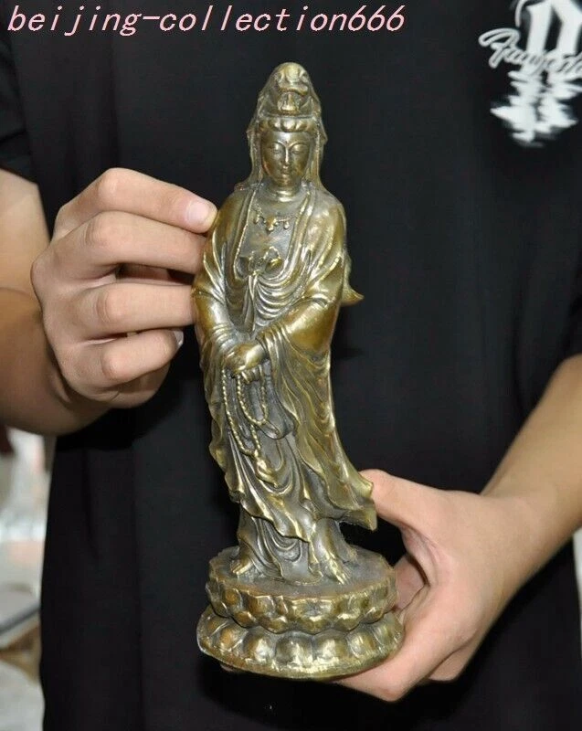 中国古董黄铜Kwan-殷雕像、雕像| eBay