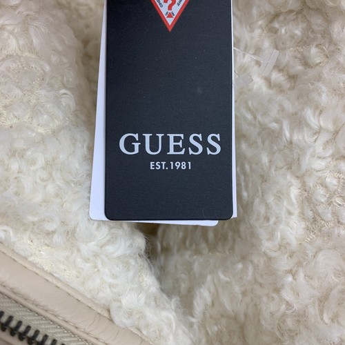 Guess Coat Womens Size Medium Hennie Logo Faux Leather Shearling Zip Cream NWT - Picture 10 of 18