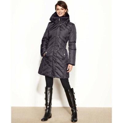 Michael Kors Women's Hooded Faux Fur Collar Down Puffer Coat