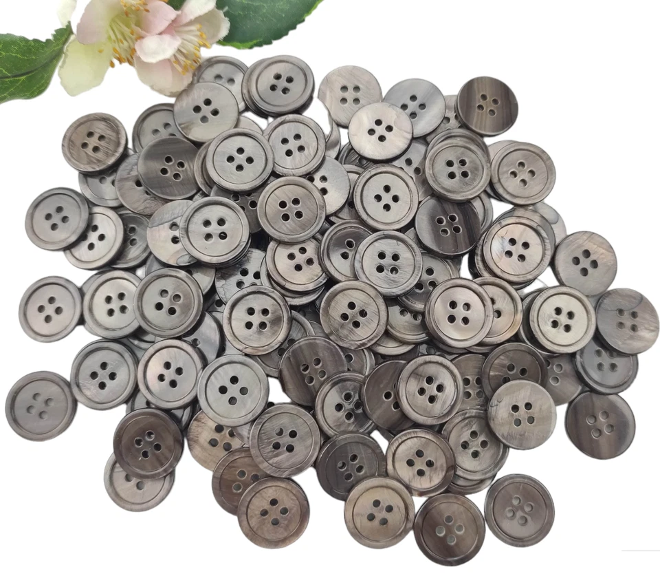 2 Knöpfe rund Perlmutt 20mm anthrazit schwarz Muscheln Rand Knopf Jacke Damen - Bild 4 von 4