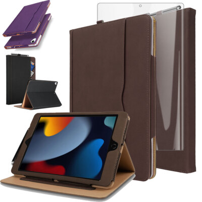 iPad 9th 8th 7th Generation 10.2'' Case Leather Stand Cover with Screen Protector