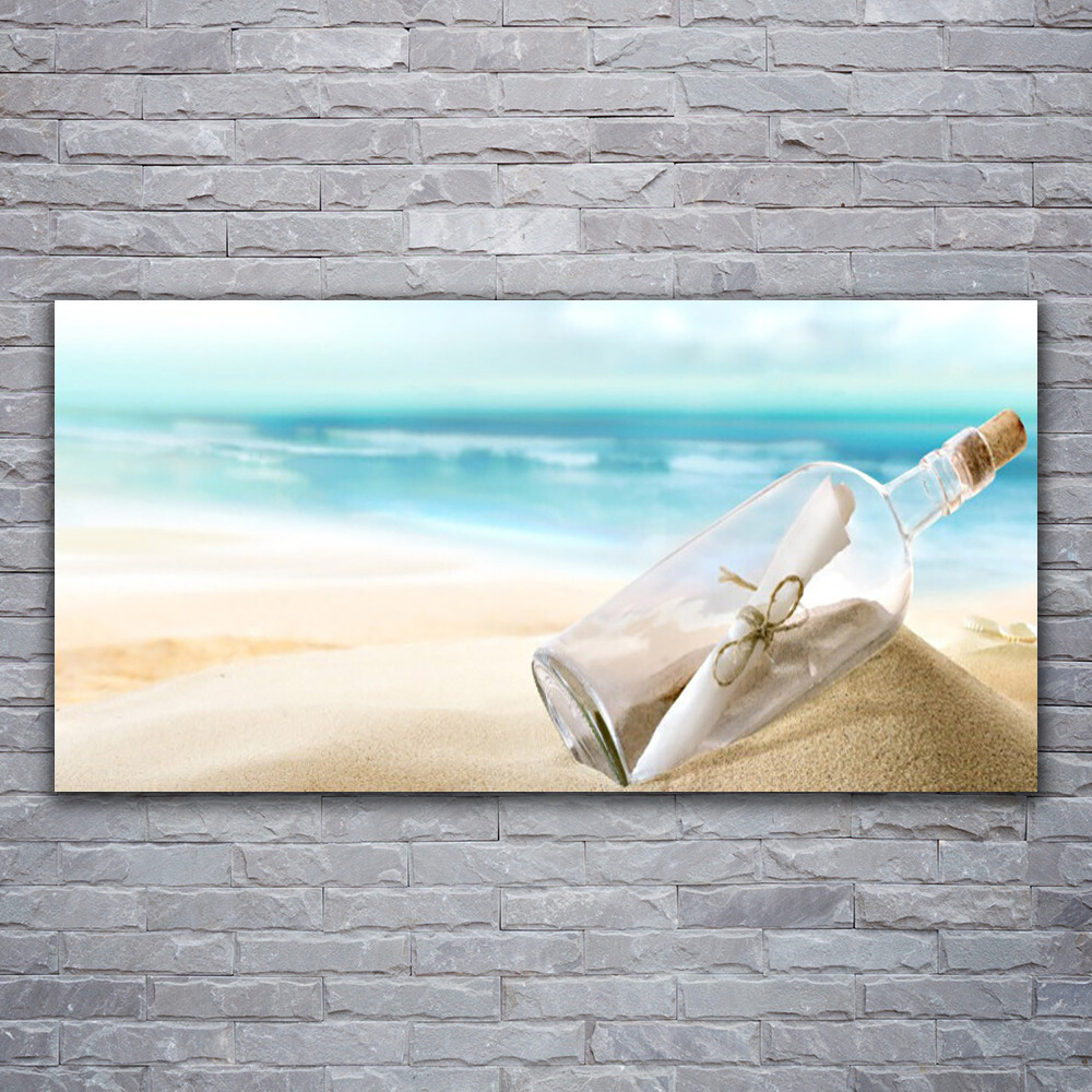Tableau acrylique 120x60 cm pour habiller un mur vide image bouteille plage