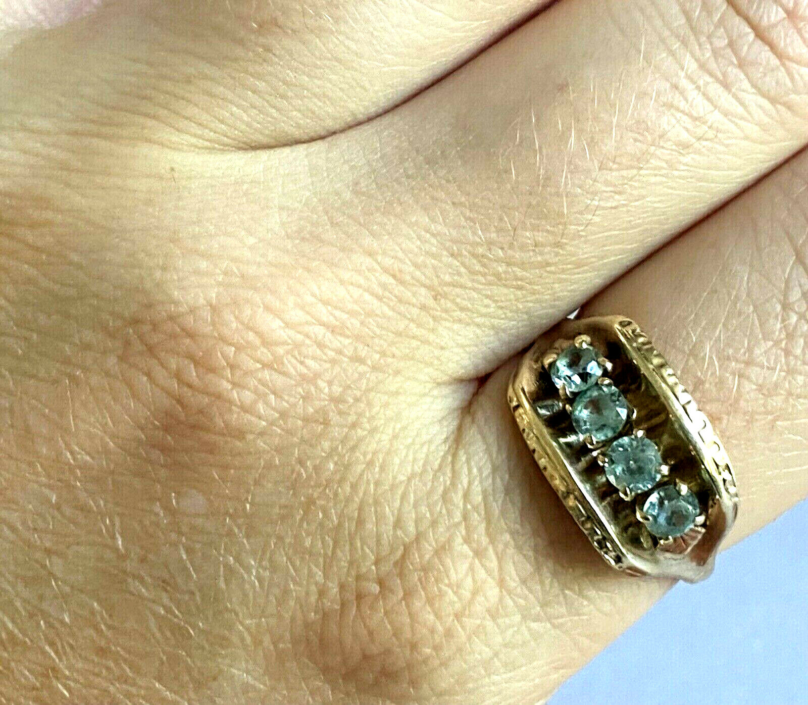 Antique Ostby Barton OSBEE 10K Yellow Solid Gold Blue… Gem