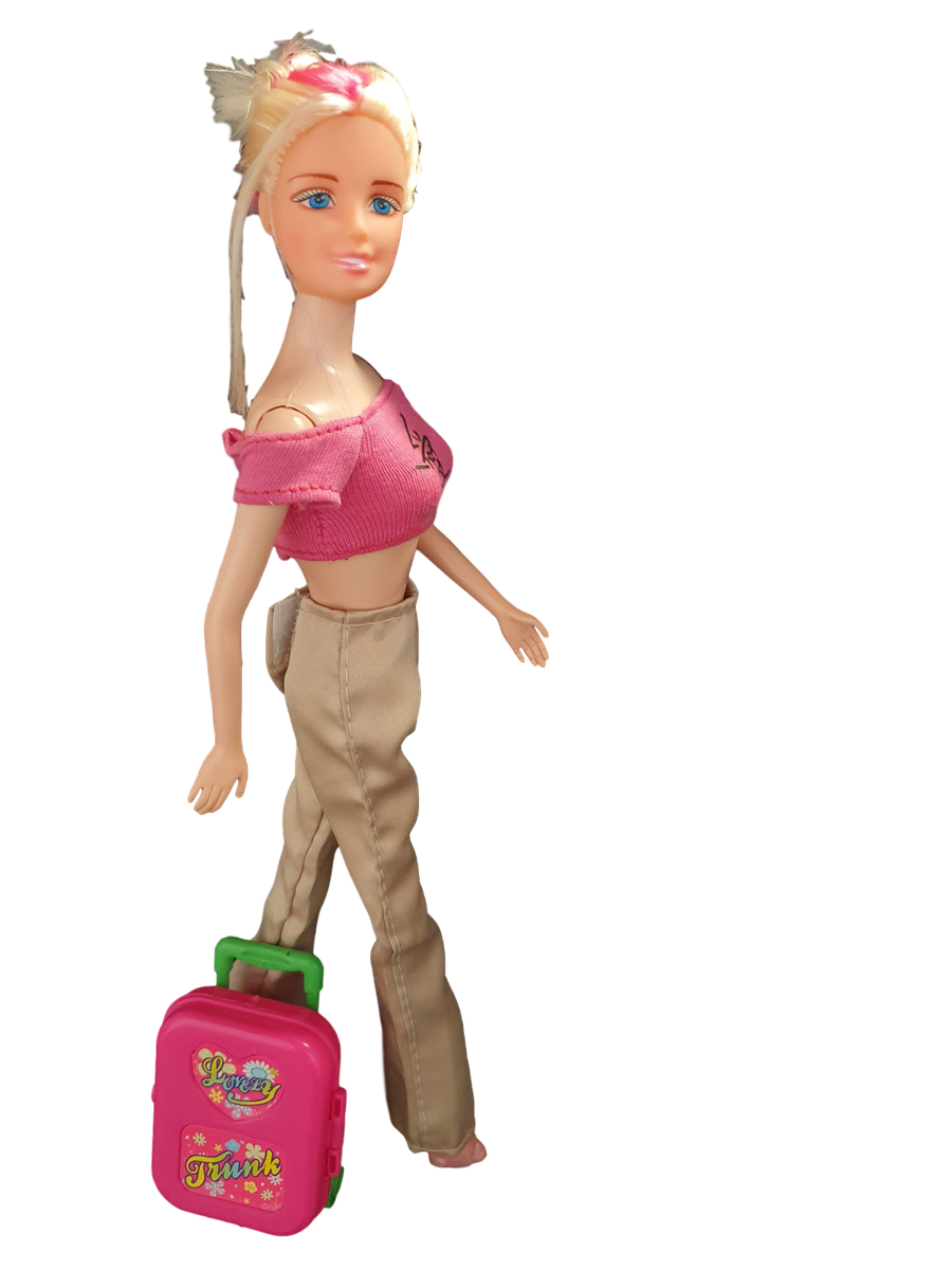 2x Small Pink Plastic 3D Travel Train Suitcase Luggage Made For 12