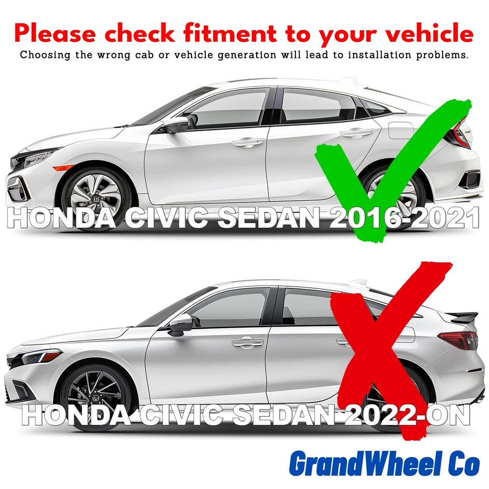 Protetores de chuva viseiras de ventilação sombra para 2016-2021 Honda Civic Sedan - Imagem 3 de 4