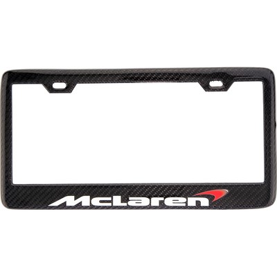 McLaren White Lettering 100% Carbon Fiber License Plate Frame