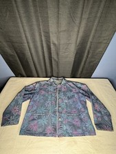 Chicos Fancy Denim Jacket With Floral Embroidery Size 2
