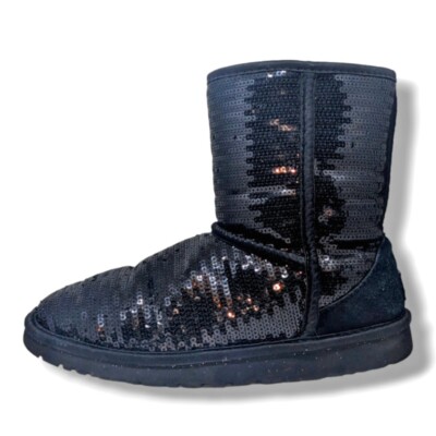 UGG Cosmos Black Sequin Sparkle Sheepskin Boots Women's Size