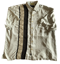 Nat Nast Bowling Shirt Men's Button Up 100 Silk Cuban Surf Green / Black XL