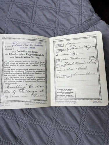 ANTICO LIBRETTO PASSAPORTO SVIZZERO,SUISSE,DATATO 1921 con francobolli scaduti - Foto 2 di 9