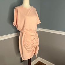 Express T-Shirt Dress Ruched Drawstring Bodycon Casual Pink Small