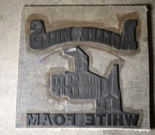 Vintage Printing Letterpress Rubber Block Cut. ROLLER MILLS BLDG 6 X 6 1/4. 9021