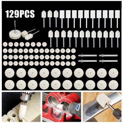 129Pcs Wool Felt Polishing Buffing Pads Waxing Head Wheel for Dremel Accessories