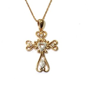 New 925 rose gold plated .06ct diamond cross pendant necklace 4.4g 20" unique