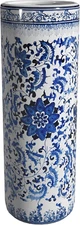 24" Floral Blue & White Porcelain Umbrella Stand