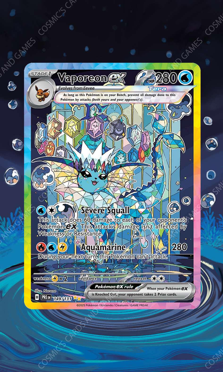 Vaporeon EX SIR 149/131 Display Case Extended Art for Pokemon Card