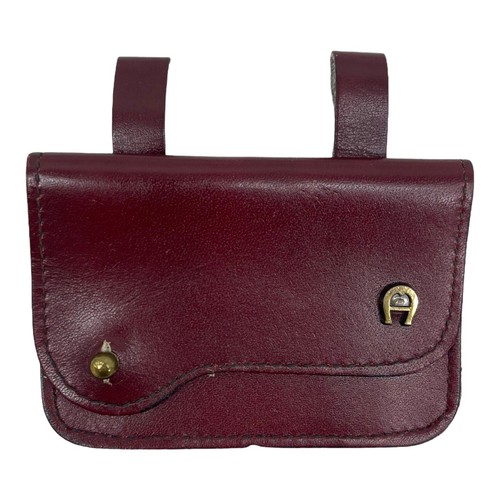 Vintage 70s ETIENNE AIGER Leather Brass Studded Belt Card Case Belt Bag OXBLOOD - Picture 9 of 22