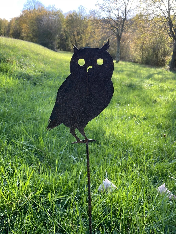 Garten deko Rost Beet Pflanz Stecker Eule groÃŸ Erd SpieÃŸ Stange Stahl Vogel - Bild 3 von 3